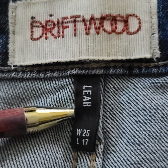 Free People Driftwood Leah Butterfly Effect Jean Mini Skirt 25 Button Front NWOT - Picture 3 of 8